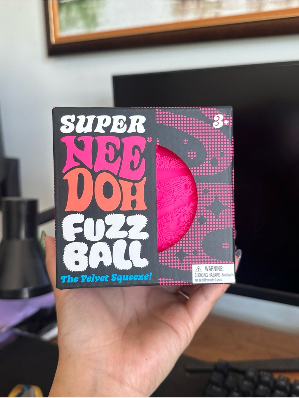 NIB NEEDOH Super Fuzz Ball Pink ( Big)